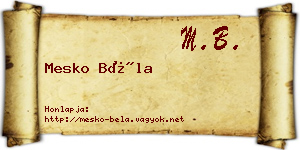 Mesko Béla névjegykártya